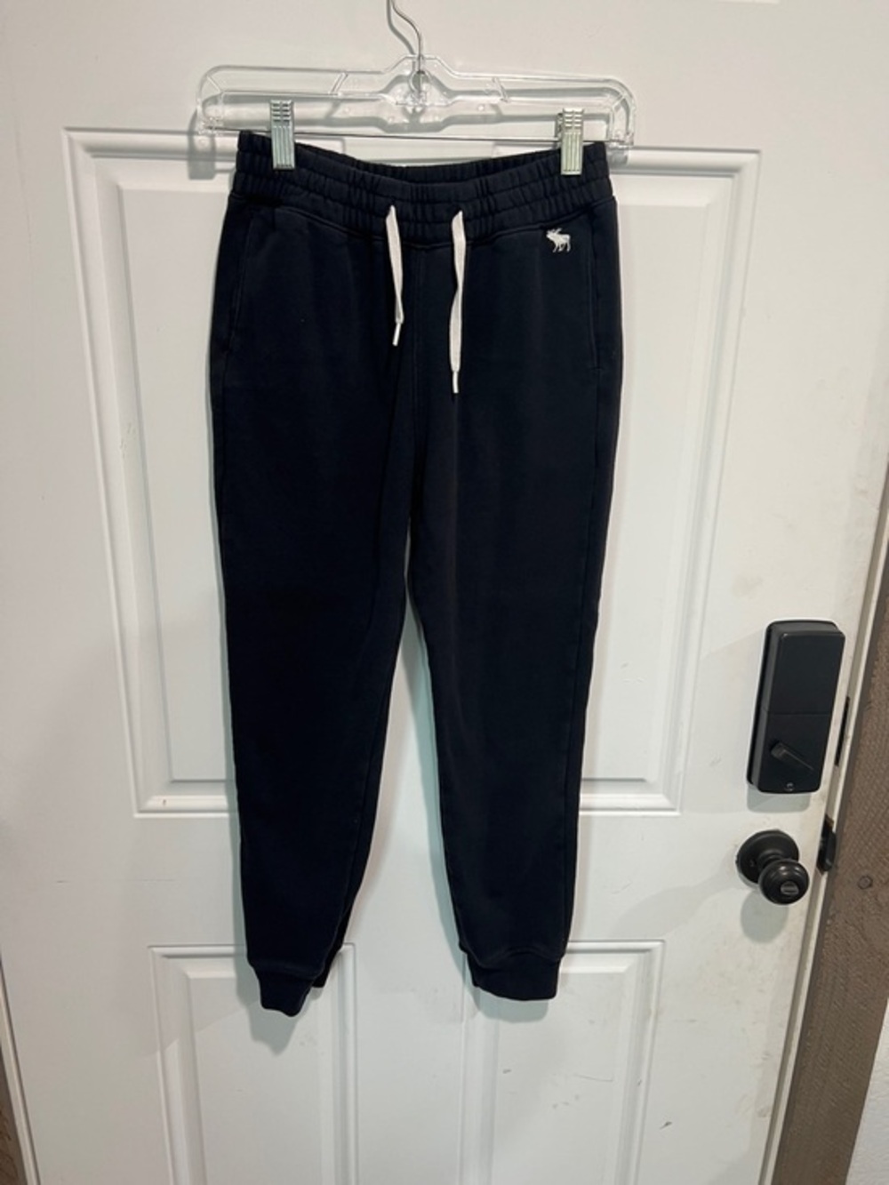 abercrombie kids black jogger sweatpants with white drawstring - Picture 1 of 6